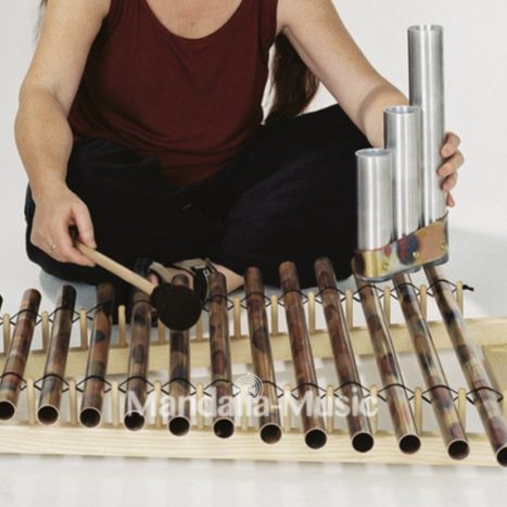 Tubalophone en cuivre diatonique 15 notes Do Maj. Pythagoricien (256/432hz)+ résonateur